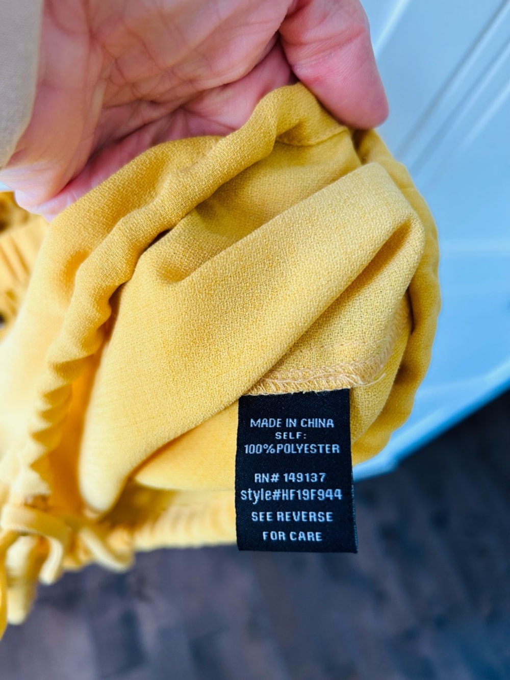 HYFVE Mustard Yellow Off-Shoulder Button Tie-Hem Top - Picture 7 of 9